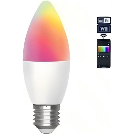 Ampoule connectée WB C37 E27 6,5 W RGB+CCT, 555 lm, contrôle Wi-Fi/Bluetooth