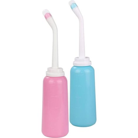 Lot de 2 flacons bidet portables et personnels, pour soins et nettoyage doux après l'accouchement, hygiène intime féminine, nettoyage périnéal personnel, bidet de voyage portable de 500 ml (1/5)