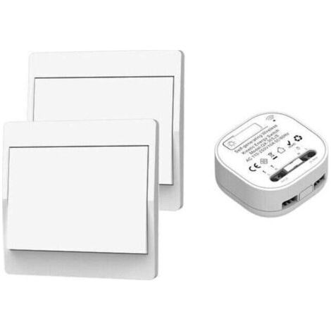 Interrupteur sans Fil, sans Pile, télécommande Murale Va et Vient, Interrupteur Mural Auto alimenté, sans câblage, émetteur pour Panneau Mural (kit à 2 Voies), intérieur extérieur étanche
