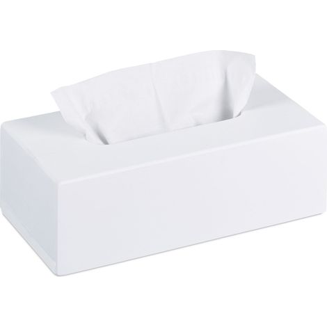 Relaxdays Tücherbox Bambus, Taschentuchbox mit Schiebeboden, Tissue Box für Taschentücher, HxBxT: 7,5 x 24 x 12 cm, weiß (1/5)
