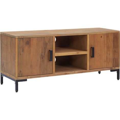 Mobile TV multimediale scaffale per televisione televisione buffet sala da pranzo soggiorno camera da letto 110 x 35 x 48 cm legno di pino massiccio marrone 020025767