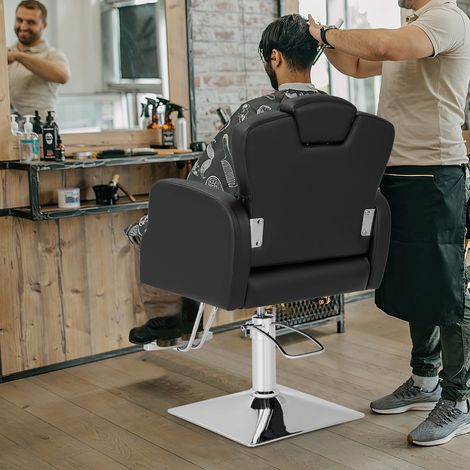Chaise de Salon de Coiffure Chaise de Barbier Hydraulique Rotative à 360° Hauteur et Appui-tête Réglables Chaise de Tatouage avec Accoudoirs Noir (1/2)