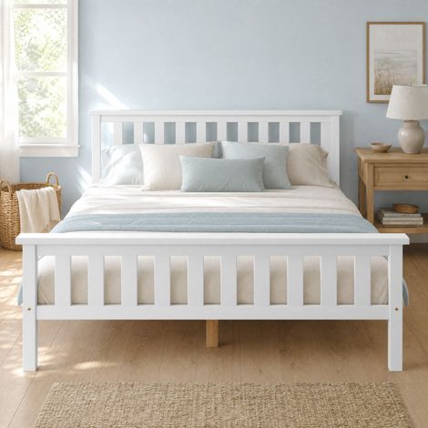 MEUBLIV Letto 140x200 cm bianco - con rete a doghe, senza materasso (1/5)