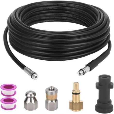 QORVA-Tuyau de nettoyage de canalisations 10 m - Kit de nettoyage haute pression Kärcher K2-K7 pour canalisations et tuyaux (1/4)
