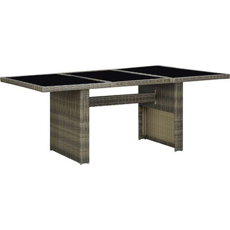 vidaXL Table de jardin Marron Résine tressée et verre trempé (1/5)