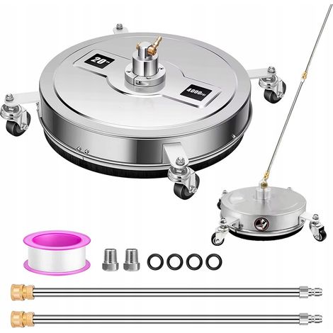 Rosfix Set Brosse de Nettoyage T-Racer 50cm – INOX, 275 Bar, 1/4" Quick Connect 2 Lances 86cm, 2 Buses 25° pour Terrasse, Béton, Pavés Accessoire Nettoyeur Haute Pression (1/5)