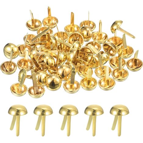 100 pièces de pointes de pied de sac, clous de sac ronds de 12mm, pointes de griffe de clou de pied pour sac à main, vêtements, bricolage cuir, or (1/5)