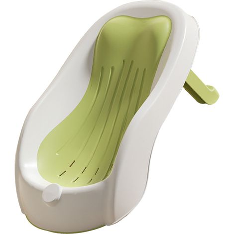 Support de bain pour bébé antidérapant à angle réglable, en PP et TPE, pour nouveau-né, idéal pour la maison et les voyages (vert). (1/5)