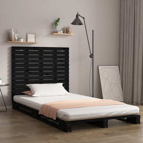 vidaXL Cabecero de cama de pared madera maciza pino negro 96x3x91,5 cm (1/5)
