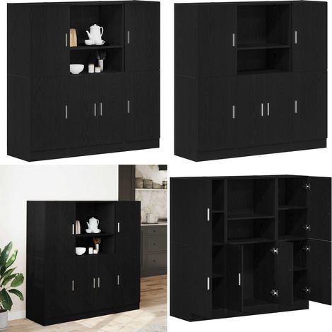 vidaXL 3-tlg. Küchenschrank-Set Schwarz Holzwerkstoff (1/5)