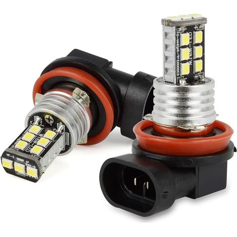 2 x H8 H9 H11 Nebelscheinwerfer-Birnen, 15 SMD 2835 LED-Tagfahrlicht-Scheinwerfer, ULTRA-WEISSE LED-BIRNE für Auto-LED-Nebelscheinwerfer, Xenon-Weiß, DC 12 V, 6000 K