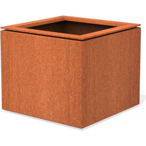 Dipott Pflanzgefäß Domus quadratisch aus Corten-Stahl Pflanzkübel 68x68x60 cm (1/2)