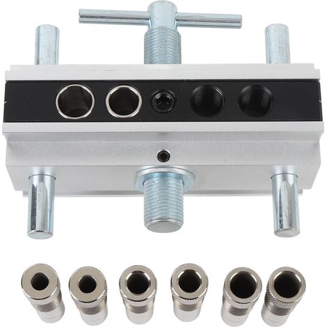 Kit gabarit chevilles autocentrant 1/4 5/16 3/8in – Guide perçage menuiserie argent, menuiserie (1/5)