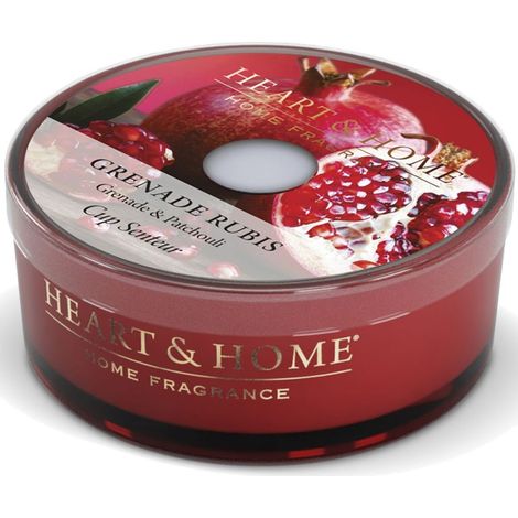 Bougie cup heart and home grenade rubis