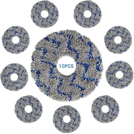(10 pièces) Tampons de vadrouille lavables et réutilisables pour ECOVACS DEEBOT X1 OMNI/ X1 PRO OMNI/ X1 TURBO/ X1 PLUS/T10 OMNI/ T10 TURBO, lingettes anti-taches fortes en microfibre (1/5)
