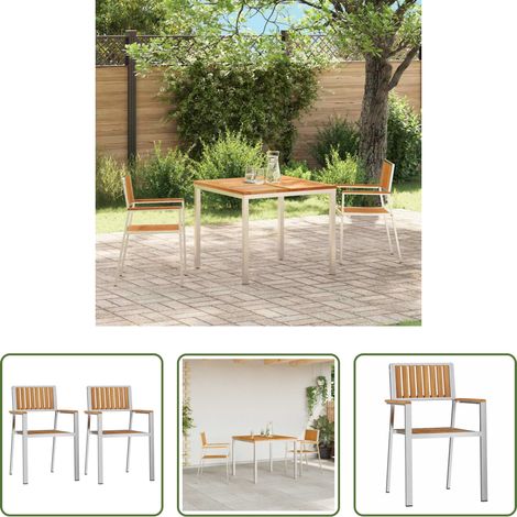 Chaise extérieure -  Chaise de jardin 2 pcs Marron Bois de teck massif (1/5)