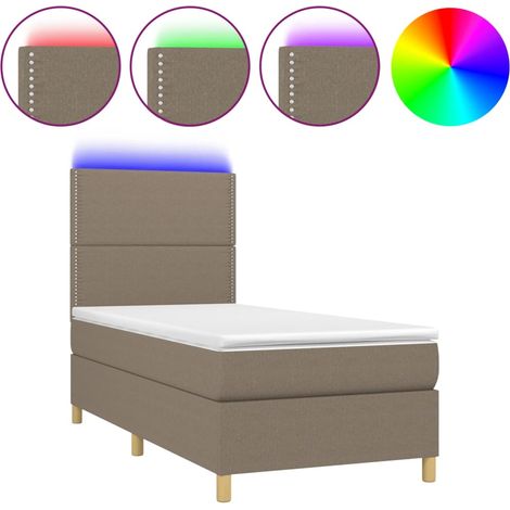 Maison Exclusive - Boxspringbett mit Matratze & LED Taupe 90x190 (1/5)