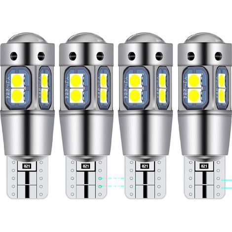 Ampoule T10 W5W led plafonnier voiture led interieur veilleuse led voiture Convient pour les feux de plaque d'immatriculation, les feux latéraux, les feux de position et les plafonniers (4 pièces) (1/5)