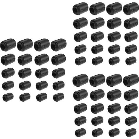 Lot de 60 clips de suppression des interférences radioélectriques et électromagnétiques (RFI/EMI) pour câbles de 3 mm, 5 mm, 7 mm, 9 mm et 13 mm de diamètre, noirs. (1/5)