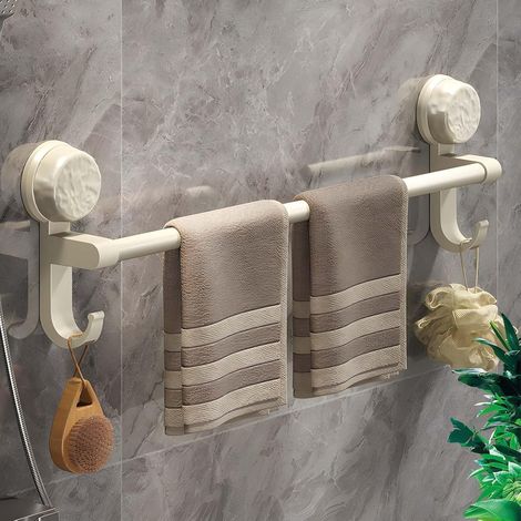 Toallero de pared con ventosa y gancho para baño – Toallero de aluminio para baño y cocina, 50 cm x 15 cm (1/4)