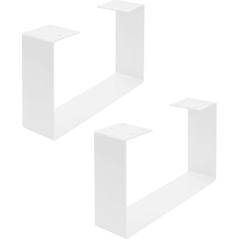 Pied de Table en métal Blanc - Support de Table/Cadre pour Table Basse, Table à Manger, Bureau, Banc - 2 Pieds Taille 50 x 20 cm (1/5)