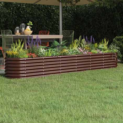 Lit surélevé de jardin-Jardinière surélevée-Bac de jardin surélevé Acier galvanisé marron 657358 (1/5)