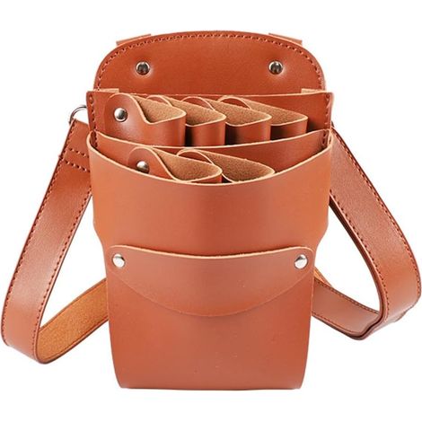 Pochette portable pour ciseaux de salon de coiffure, barbier, sac de taille pratique pour coiffeur, marron (1/5)