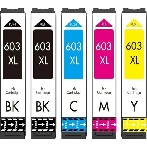 Cartouche 603XL Compatible avec Cartouches Encre Epson 603 603 XL, pour Expression Home XP-2100 XP-2105 XP-3100 XP-3105 XP-3150 XP-4100 XP-4105, Workforce WF-2810 WF-2830 WF-2835 WF-2850 (1/5)