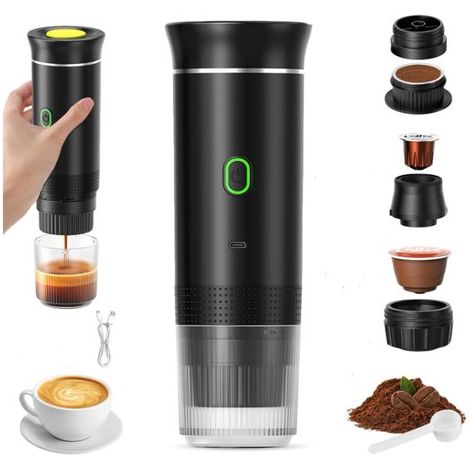 Tragbare Reisekaffeemaschine 3-in-1-Kaffeemaschine mit Schnellheizfunktion 12 V heizt in 4 bis 6 Minuten auf geeignet für große Kaffeekapseln und (1/2)