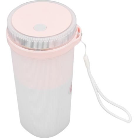 300 ml USB-wiederaufladbarer elektrischer Mixer mit Sicherheitsverriegelungsbecher, 6 Klingen und auslaufsicherer, blauer und rosafarbener Lichtanzeige. (1/5)