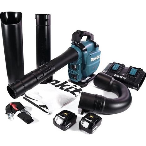 Makita – Souffleur à batterie 36V avec 2 batteries 18V 5.0Ah – Aspiration et mulching – Tube télescopique – Vitesse variable (1/10)