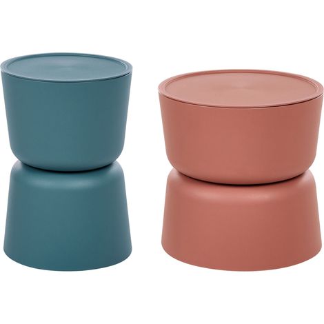 Beistelltisch 2er Set ATACAMA 32/40 cm 32/40 cm Blaugrün Orange (1/5)