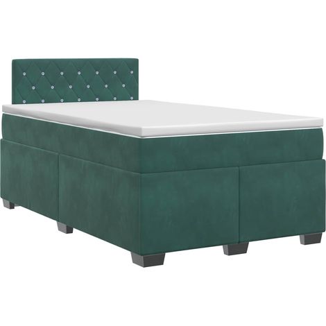 Maison Exclusive - Letto box spring con materasso Verde Scuro 120 x 200 cm Velluto (1/5)