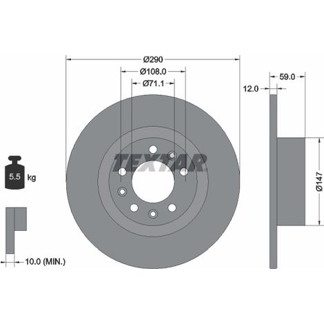 Lot de 2 Disques de frein Textar 92313603 PEUGEOT 9683993280