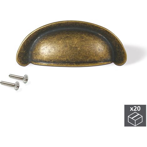 emuca lote de 20 tiradores para mueble alberic, l77mm, intereje 64mm, zamak, bronce