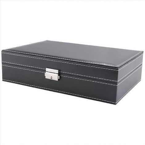 Coffret à montres pour homme, boîte à montres verrouillable à 8 compartiments avec rangement pour bijoux - JBMEDIA (1/4)