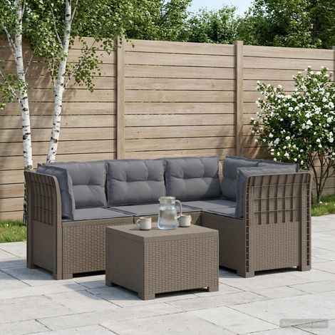 vidaXL Sofá de Jardín para 4 Personas con Cojines y Diseño de Rattan (1/5)