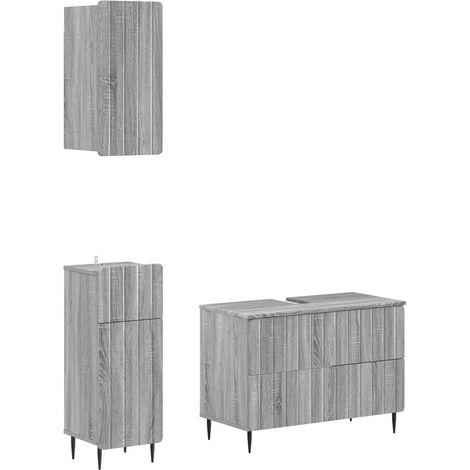 Maison Exclusive - Set di armadietti da bagno in 3 pezzi ZWOLLE Sonoma grigio (1/5)
