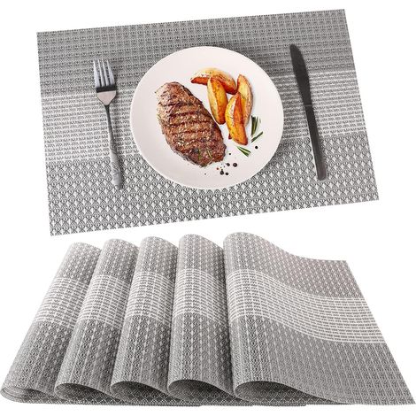 Set de table lot de 6 PVC 30x45 cm réutilisable usage cuisine (1/5)