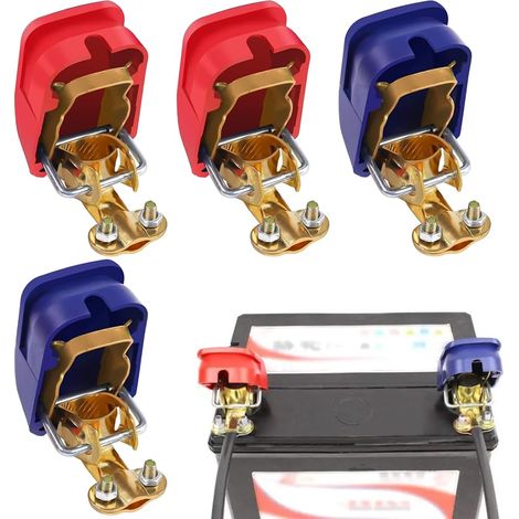 Lot 4 bornes batterie 12 V Bornes rapides Pour voiture, moto, camion, bateau (1/5)