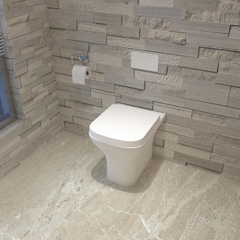 BTW Back To Wall Toilet Pan With Soft Close Seat Bathroom Cloakroom WC Modern
