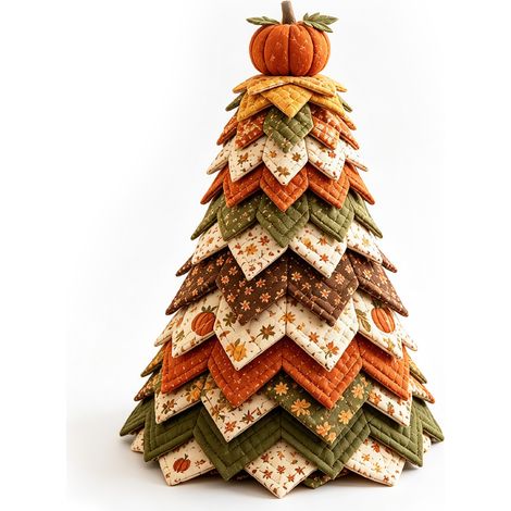 Un ensemble de courtepointes amusantes et originales en forme de sapin de Noël de la série DOWMOO, ornées d'un motif de citrouille pour créer une ambiance festive dans votre maison. (1/5)