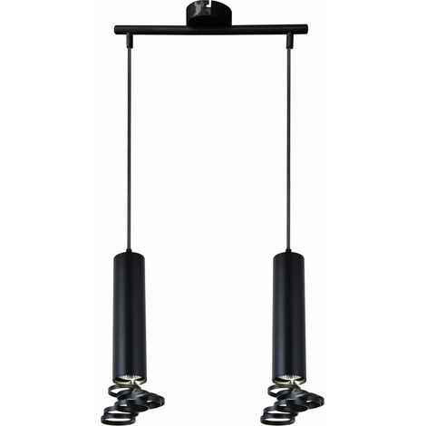Suspension Tuba noire métal 2xGU10 Ø6cm IP20 Candellux (1/3)