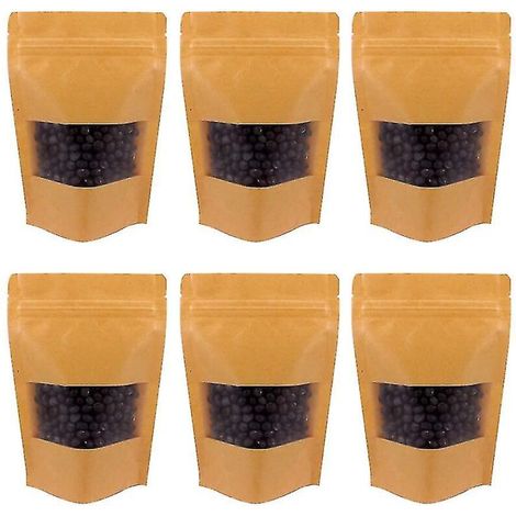 Sacs en papier Kraft auto-scellants 10x15cm, 100 pièces, avec fenêtre, pochettes debout refermables, fermeture éclair, stockage des aliments (1/3)