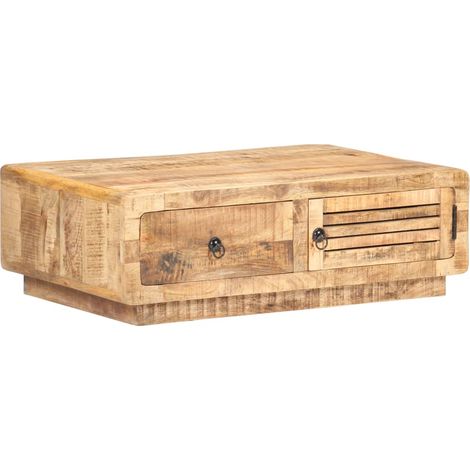 Couchtisch 90x60x29 cm Raues Mangoholz