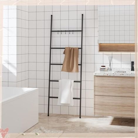 343114 Porte-serviettes échelle à 5 niveaux Noir 58 x 175 cm Fer (1/5)