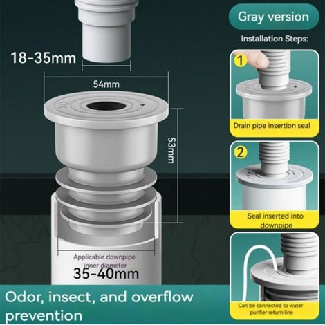 Bouchon anti-odeurs pour canalisation d'égout, lavabo de cuisine, évier à légumes, bouchon de vidange de machine à laver, disposit (1/5)