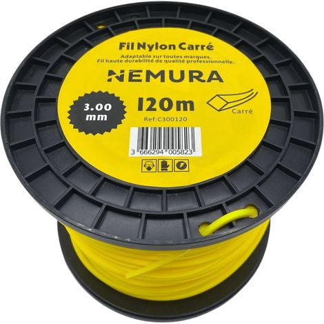 Fil débroussailleuse carré 120m – Ø 3mm – Haute durabilité – Excellente tenue à l'œillet – Compatible avec toutes marques