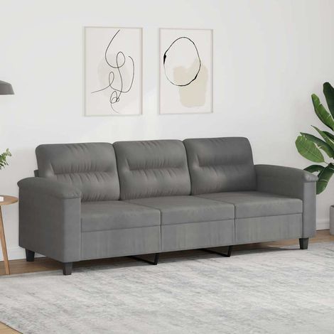 Sofá de 3 plazas de tela de microfibra gris oscuro 180 cm