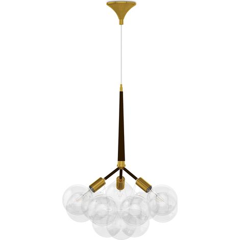 Deckenlampe mit Glaskugeln - Hängeleuchte im Design - Glaub Braun